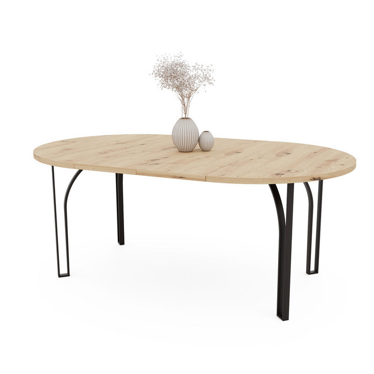 AUSZIEHTISCH ASTRO 100/76 cm, Schwarz / Artisan - Schwarz/Eiche Artisan, Holzwerkstoff/Metall (100/100/76cm) - Idohome