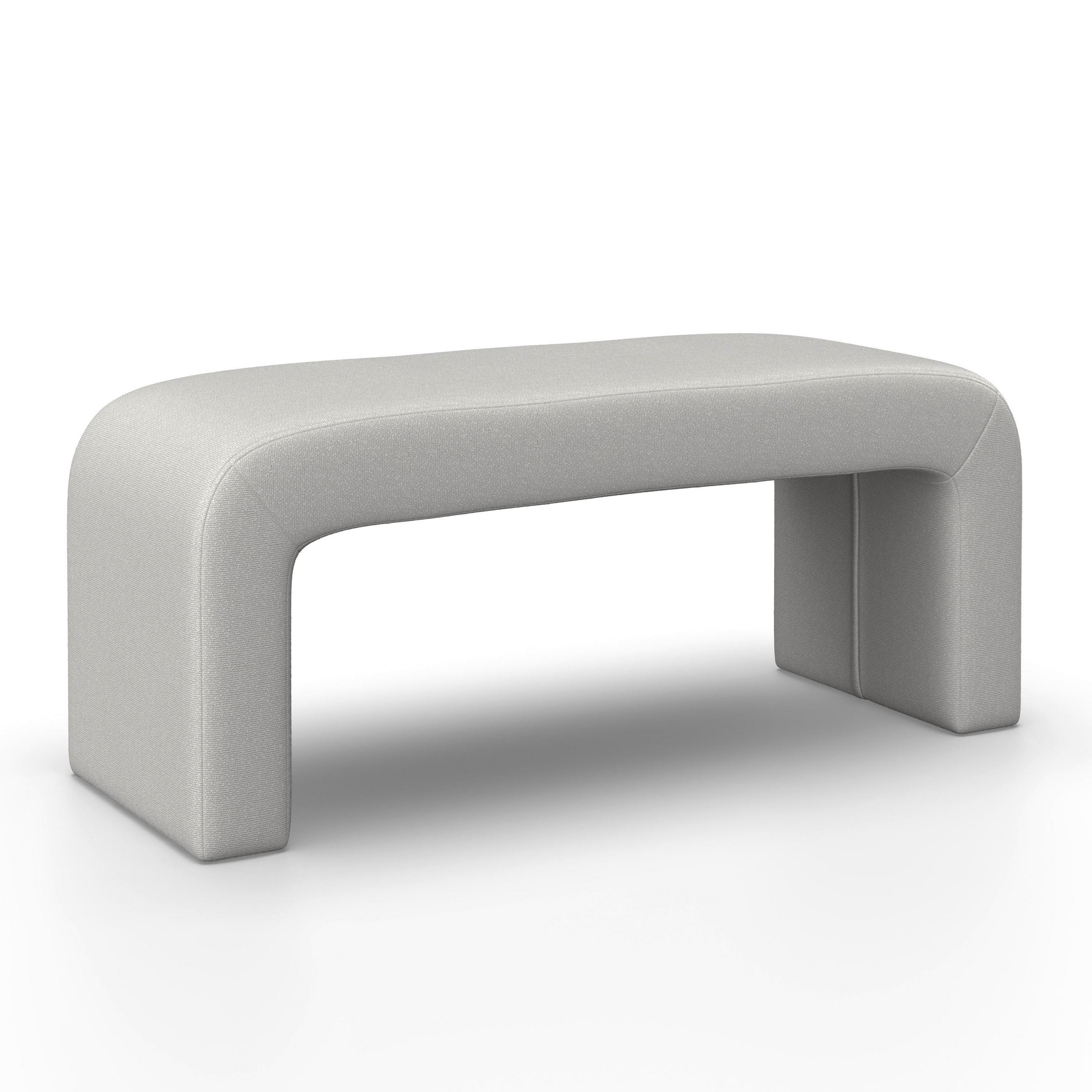 HOCKERBANK Janina Grau Bouclé Gepolstert - Grau, Holz (110/46/41cm)