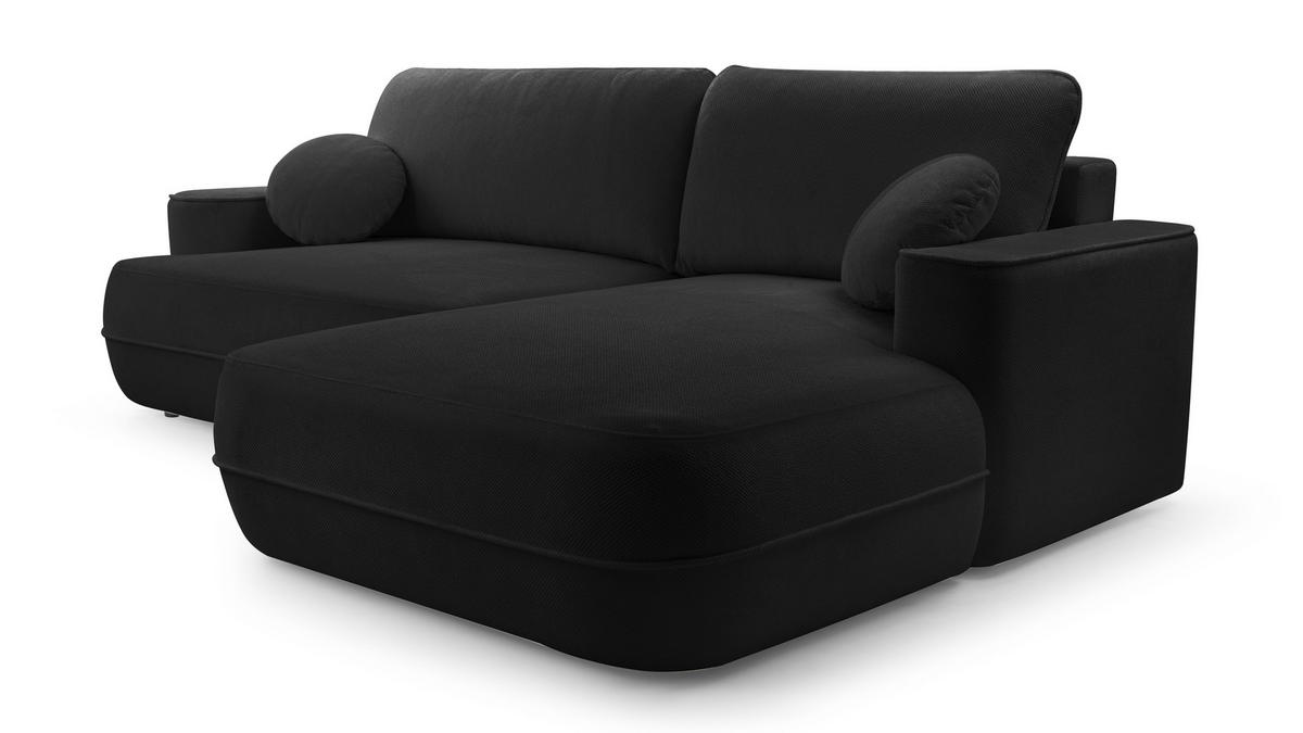 ECKCOUCH L Form Peoni Schwarz 267/168/87 cm mit Schlaffunktion R - Schwarz, Kunststoff/Textil (267/168cm) - AX Living