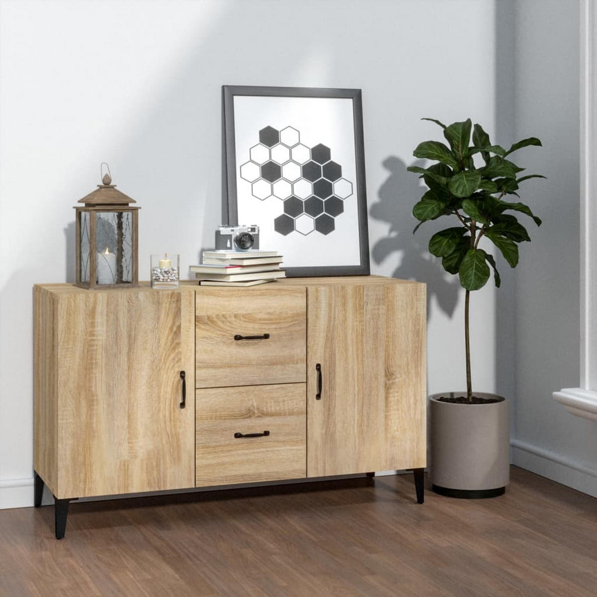 SIDEBOARD Sonoma-Eiche 100x36x60 cm Holzwerkstoff - Braun, Holzwerkstoff (100/60/36cm) - furnicato