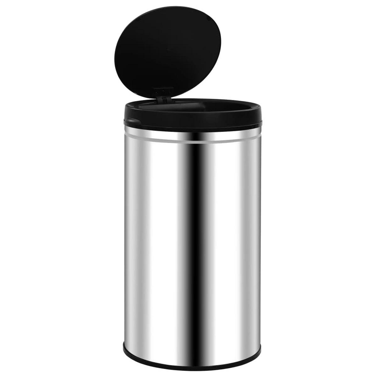 MÜLLEIMER mit Sensor 60L Edelstahl Abfalleimer Automatik - Silberfarben, Metall (36/66/36cm) - DELUKE