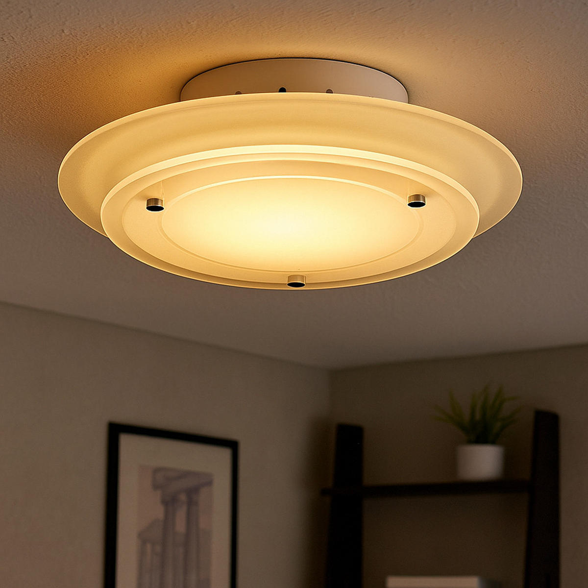 DECKENLEUCHTE Metall Glas Weiß CASSIS - Weiß, Glas (22/22/9.5cm) - Esto