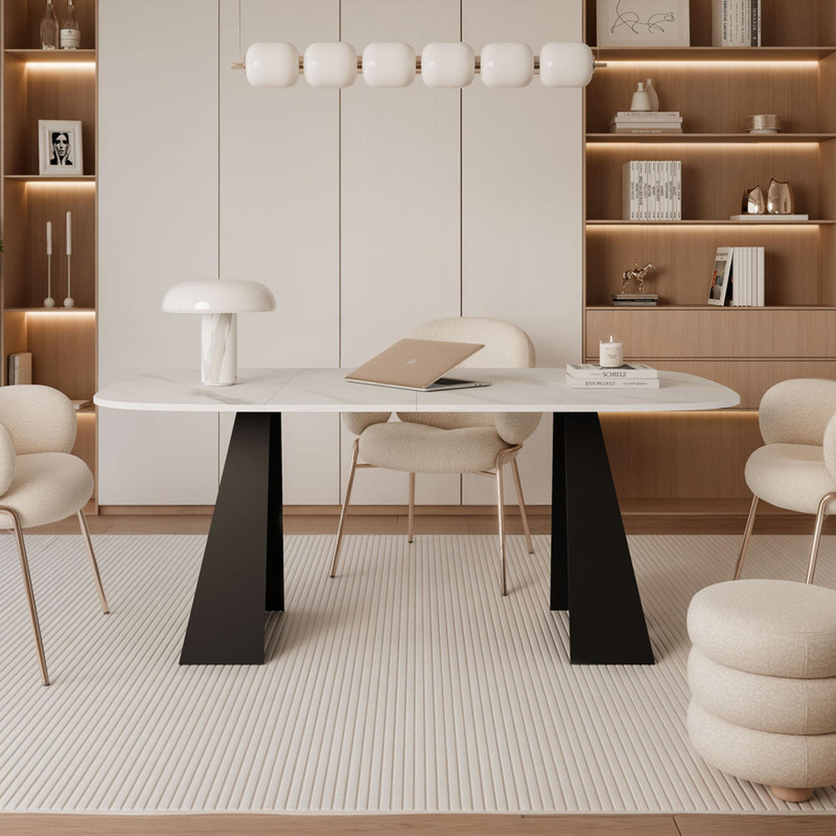 AUSZIEHTISCH ZELO 120/60/76 cm, Schwarz / Bianco (Weiß) - Perlmutt/Schwarz, Holzwerkstoff/Metall (60/120/76cm) - Idohome