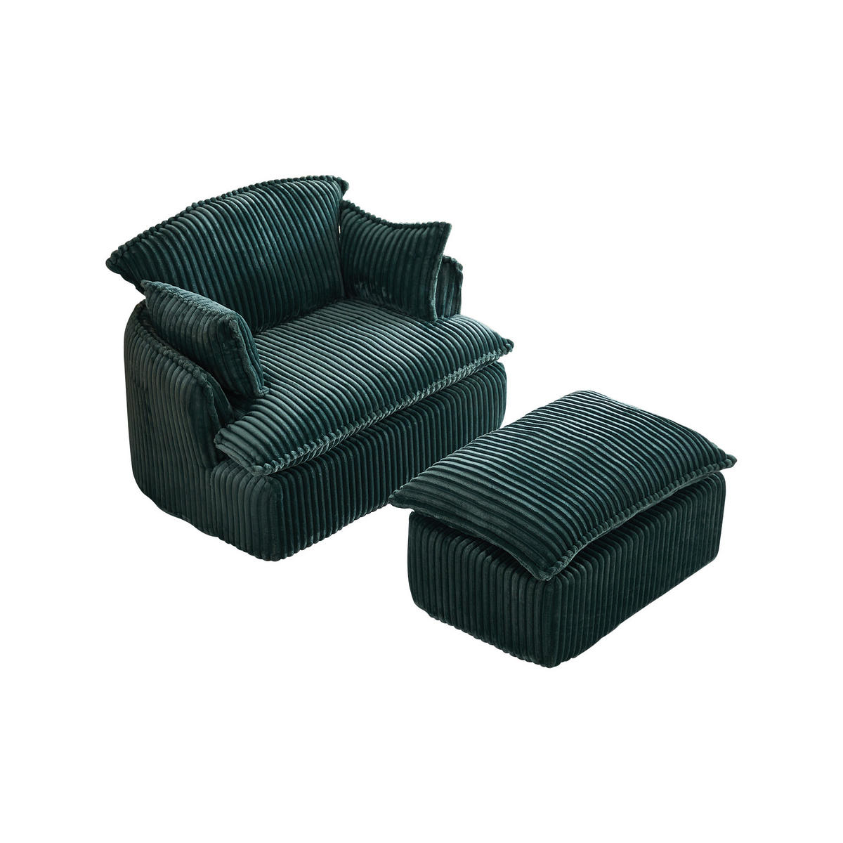 SESSEL DE-35257 mit Hocker Grün - Grün, Textil (89/77/115cm) - ComfortXL