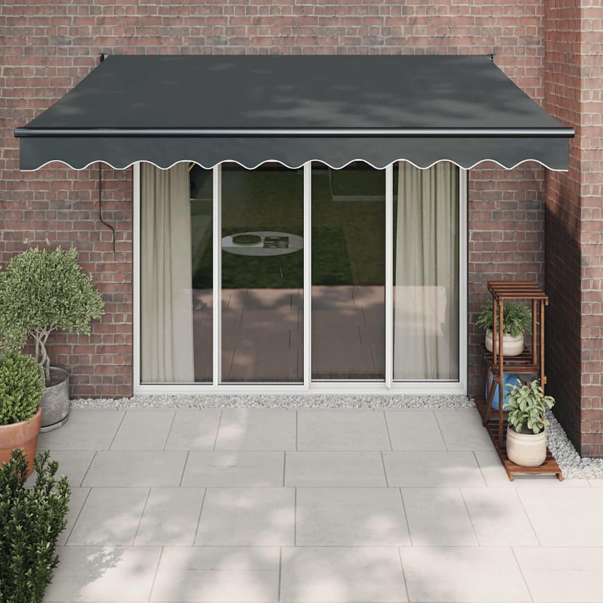 MARKISE Einziehbar Anthrazit 3,5x2,5 m Stoff und Aluminium - Anthrazit, Textil (350/250/350cm) - furnicato