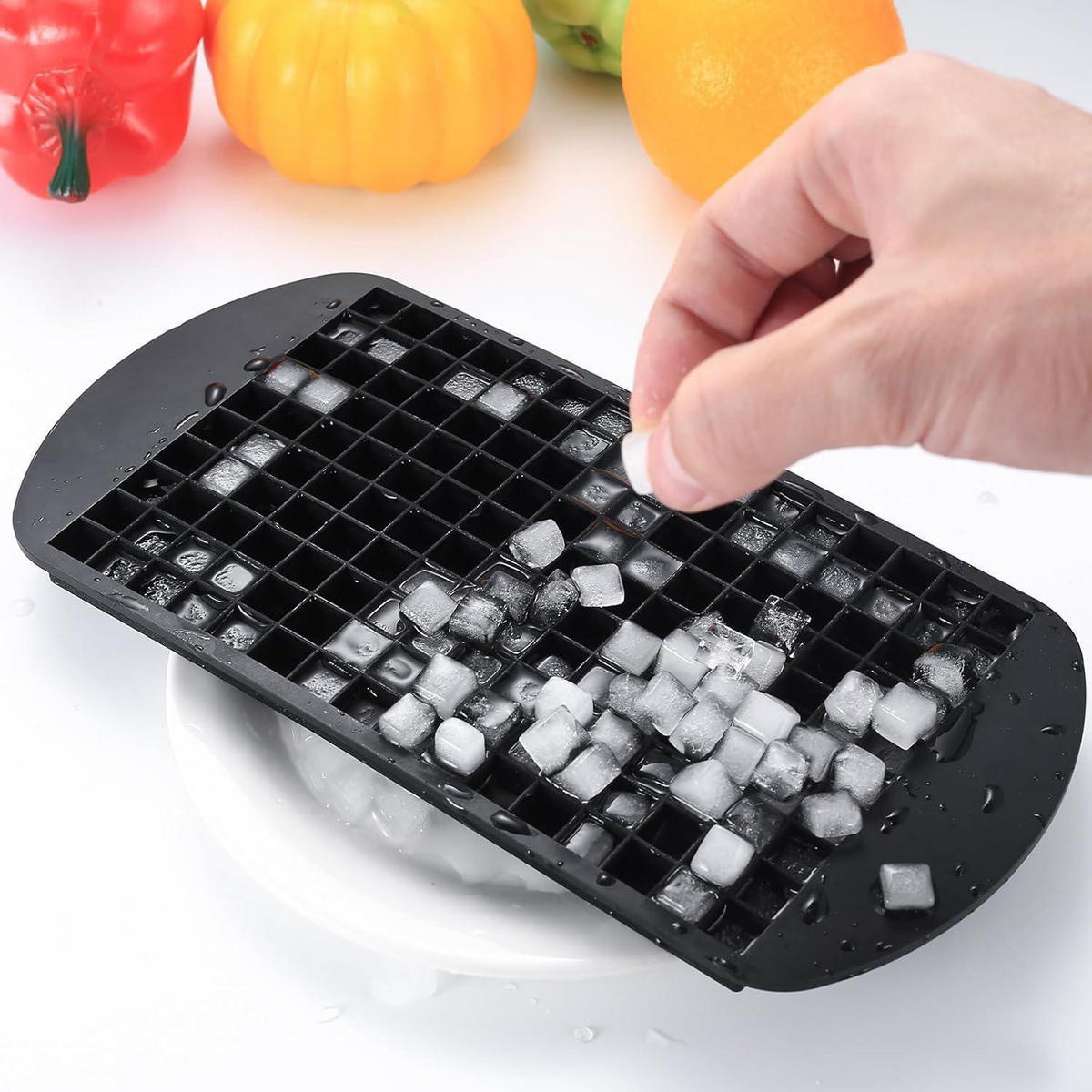 EISWÜRFELFORM 2-teiliges Set Silikon 160 Mini Eiswürfel - Schwarz, Kunststoff (12/1/23.5cm)