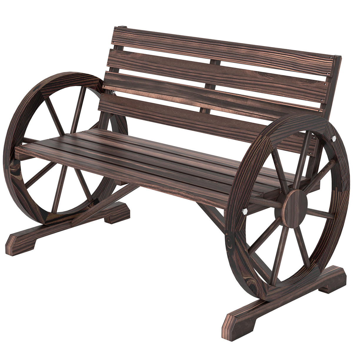 GARTENBANK,2-SITZER Tannenholz Rollenarmlehnen,braun - Braun, Holz (105.5/75/59cm) - Vallsero
