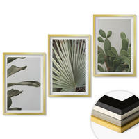 WANDBILDER 3er Set - 40x60 cm Goldrahmen - Blätter tropischer Pflanzen in Pastellfarben - Goldfarben, Kunststoff (40/60cm) - ArtPrintCave