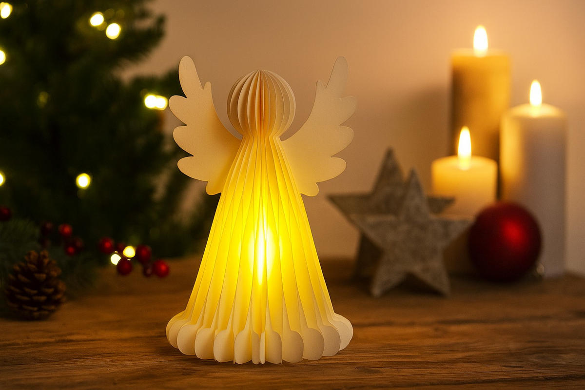 WEIHNACHTSDEKORATION 6 LEDs - Weiß, Papier (20/28.5/19.5cm) - Home Styling Collection