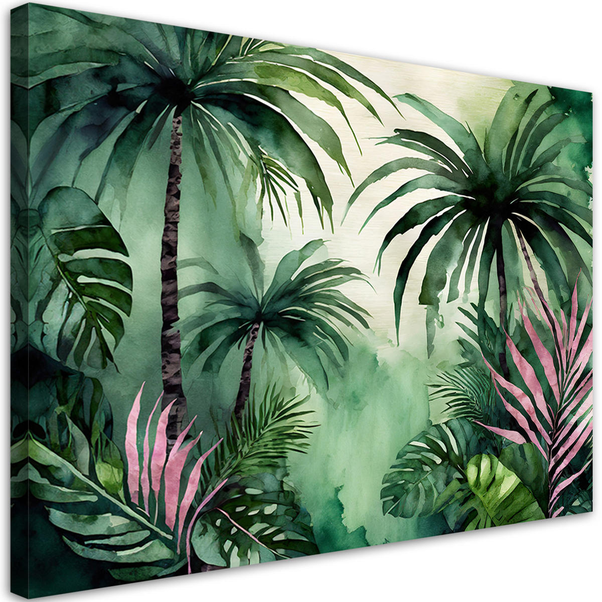 WANDBILD palmen dschungel aquarell - Grün, Textil (60/40cm) - Feeby