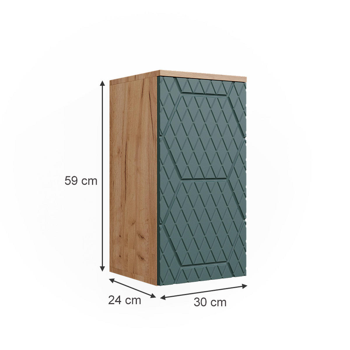 BADSCHRANK Irma Grün 30 x 59 cm 2 Fächer, Badezimmer - Grün, Holzwerkstoff (30/59/24cm) - Vicco
