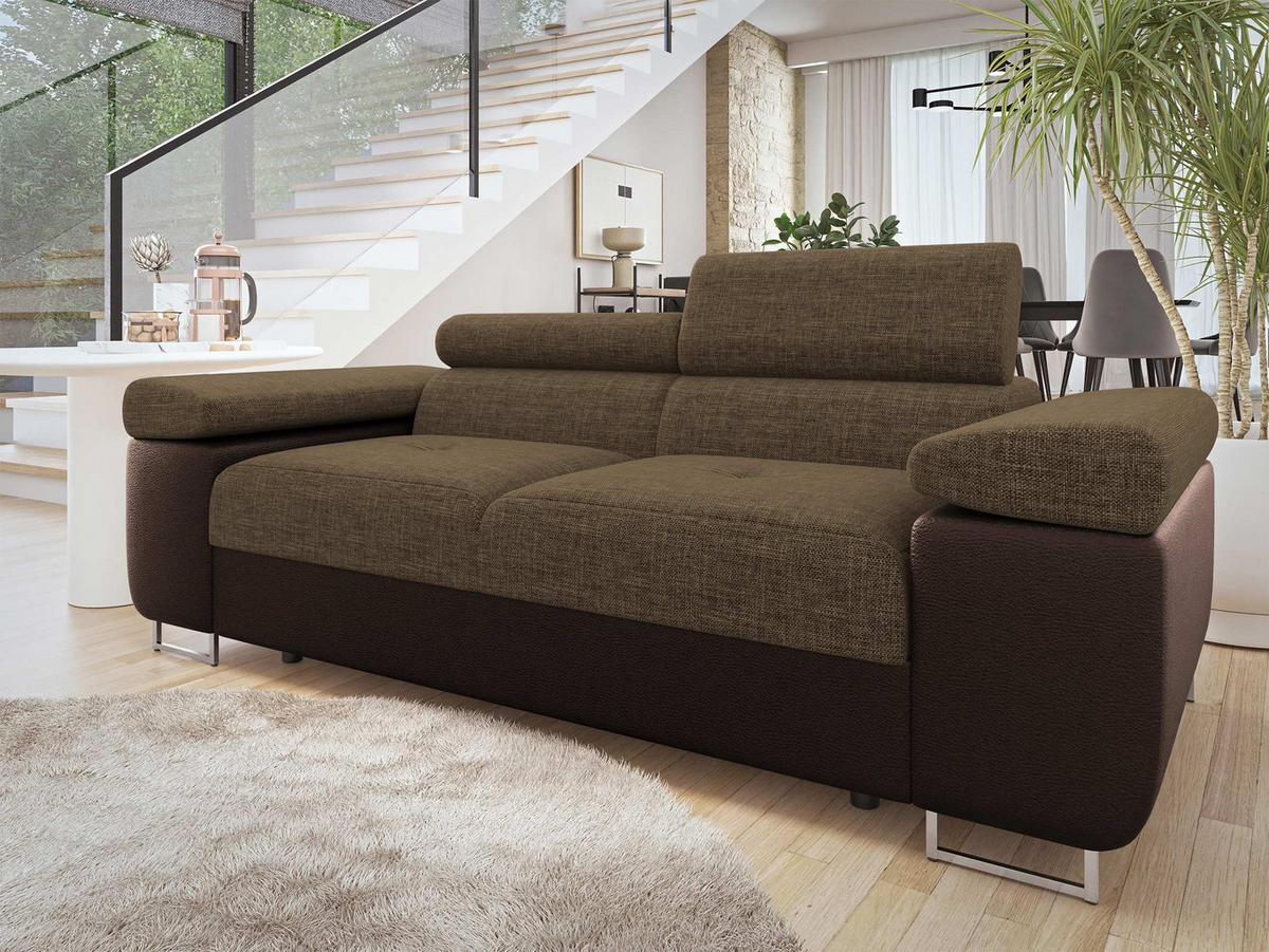 CANAPEA Torezio 2 - maro, material textil/lemn (198/90/102cm) - MIRJAN24