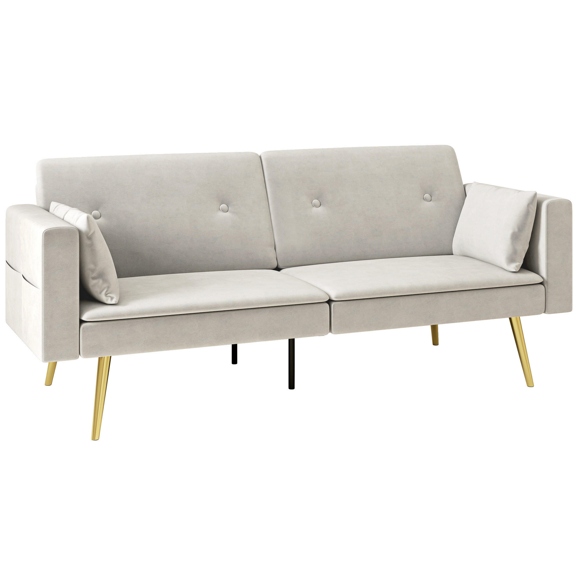 SCHLAFSOFA mit Verstellbar Rückenlehne, Beige - Beige, Textil (181/78.5/73cm) - HOMCOM