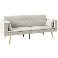 SCHLAFSOFA mit Verstellbar Rückenlehne, Beige - Beige, Textil (181/78.5/73cm) - HOMCOM