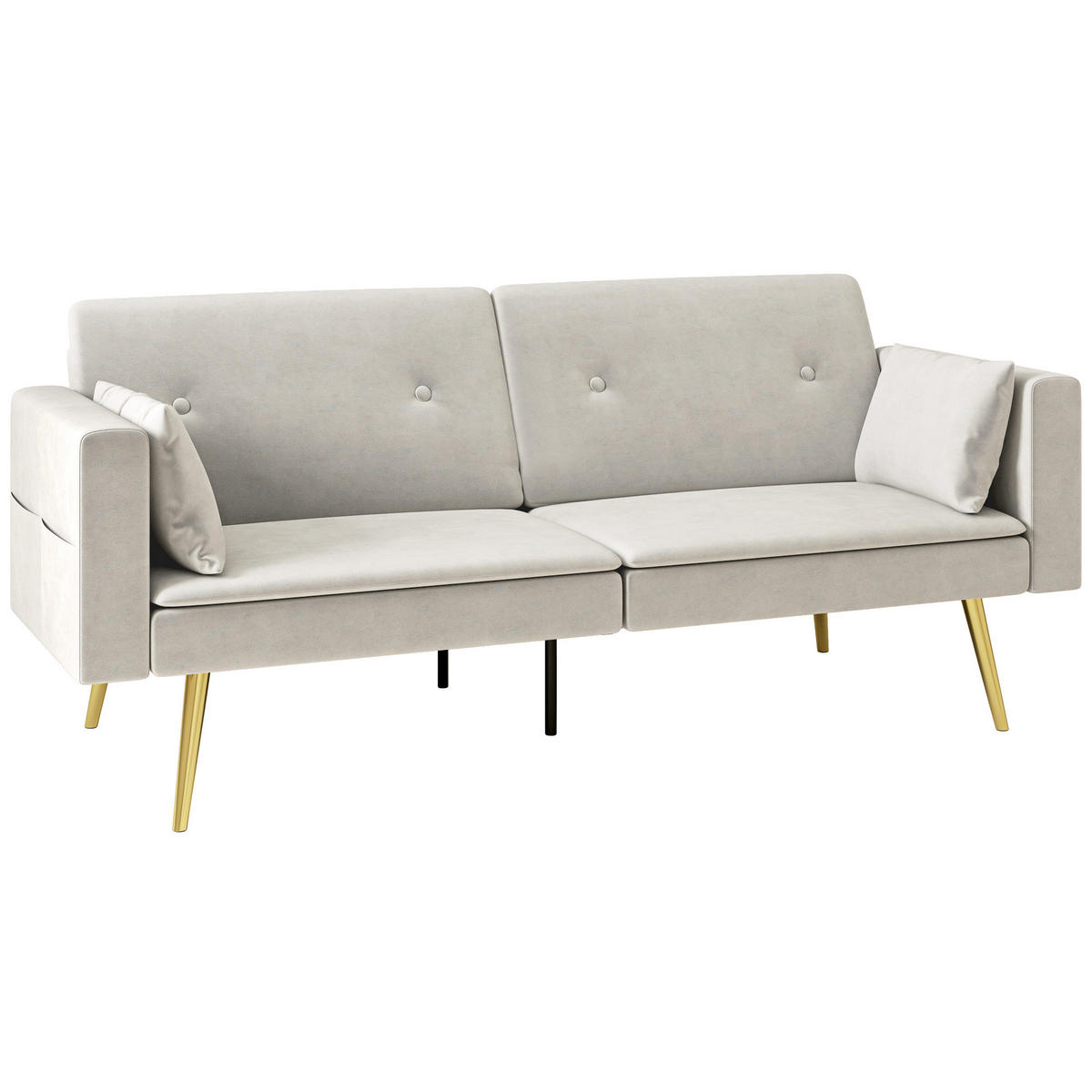 SCHLAFSOFA mit Verstellbar Rückenlehne, Beige - Beige, Textil (181/78.5/73cm) - HOMCOM