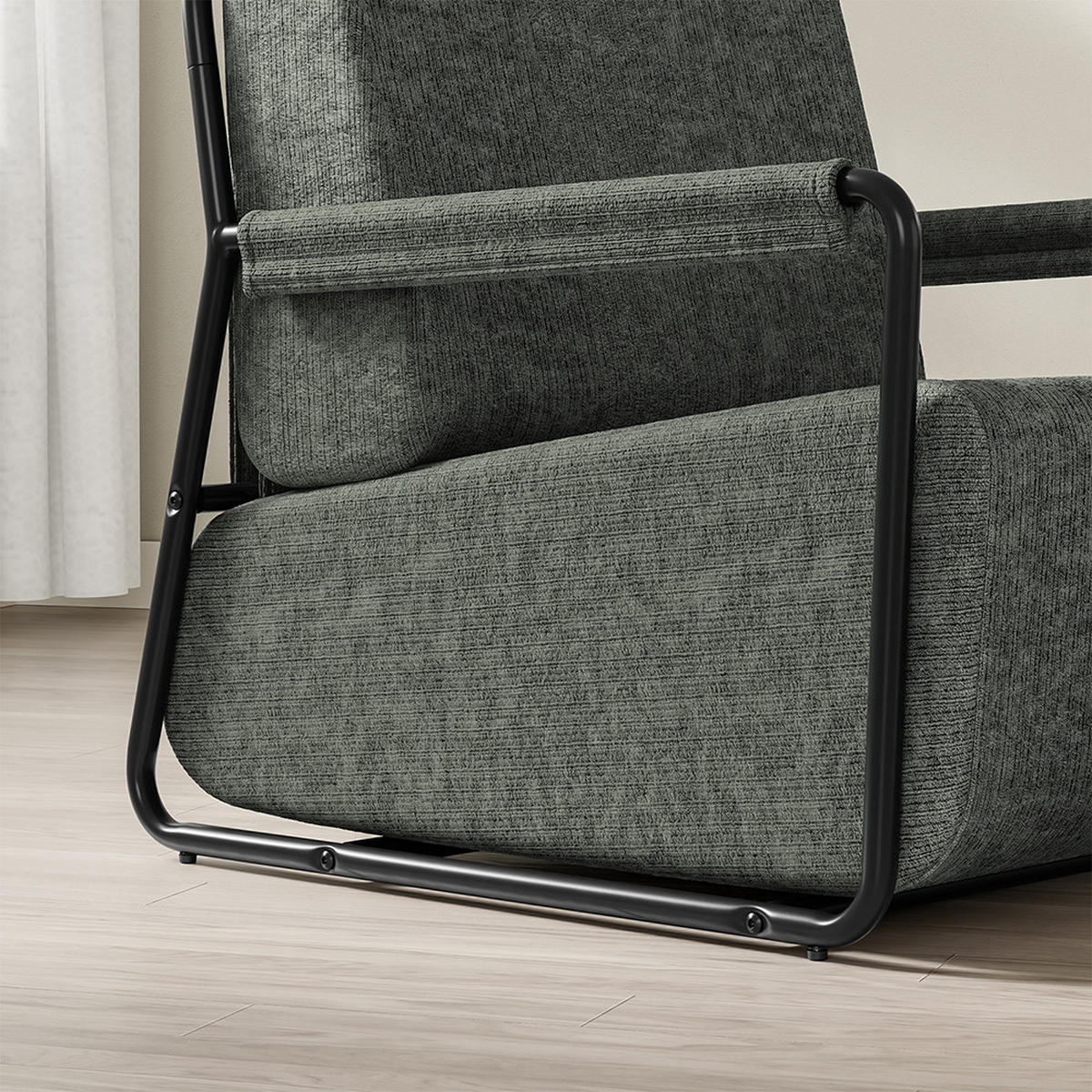 SESSEL mit Hocker FST99-DG - Ahornfarben, Fell/Metall (74/78/67cm) - SoBuy
