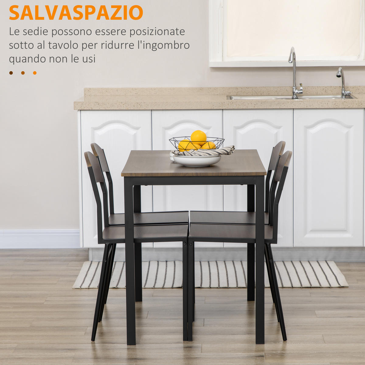 ESSZIMMER-SET, rechteckig 100×63cm 5-teilig, natur - Braun, Holzwerkstoff (63/76.5/100cm) - Vallsero