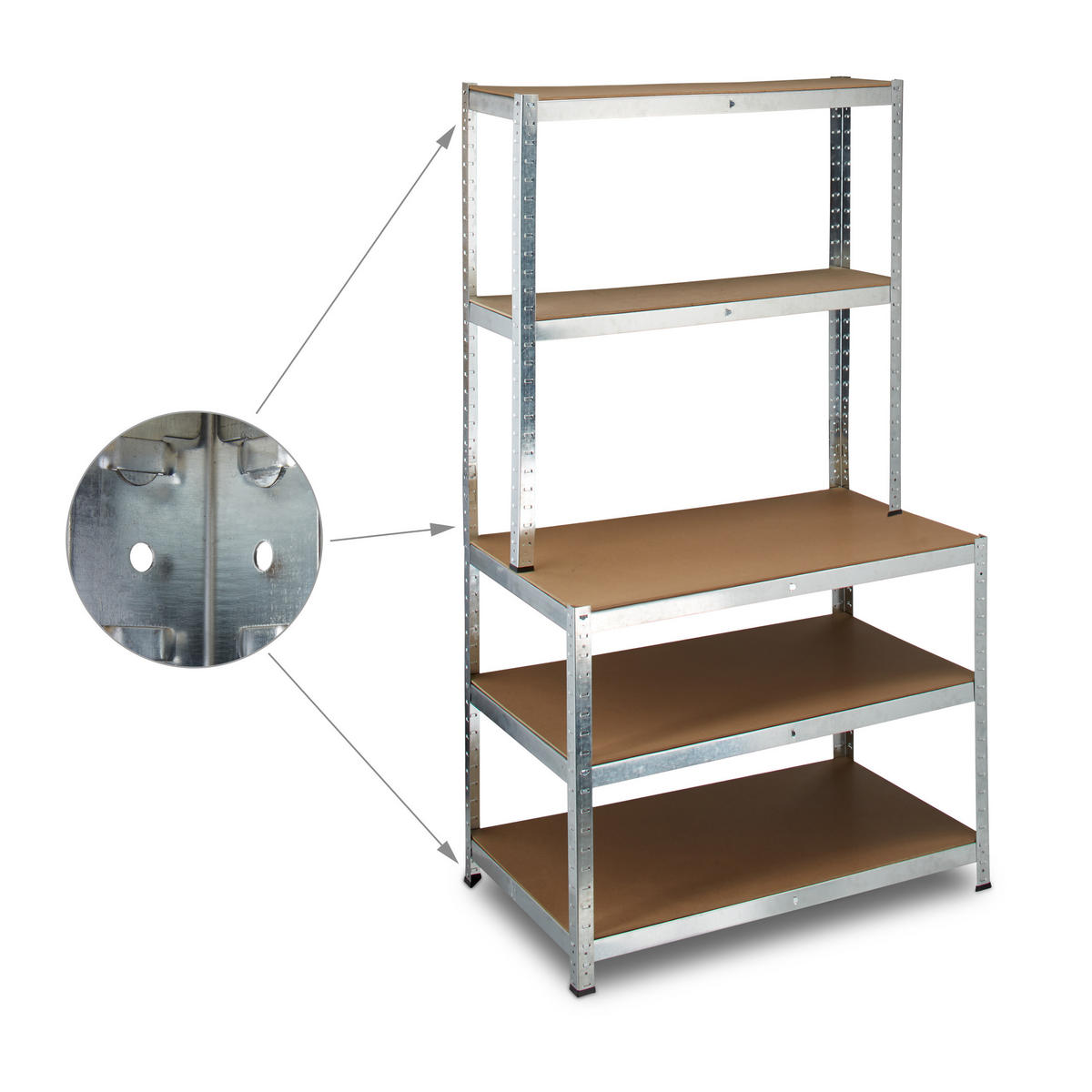 SCHWERLASTREGAL - Multicolor, Holzwerkstoff/Metall (100/180/60cm) - Relaxdays