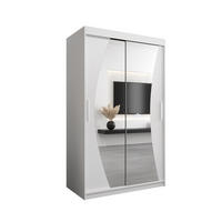 SCHWEBETÜRENSCHRANK 200/120/62 2-türig - Silberfarben/Weiß, Holz/Kunststoff (120/200/62cm) - MÖBEL KRYSPOL