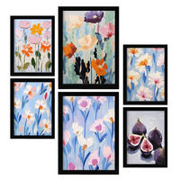 POSTER Set Mit 6 Blumen Und Feigen A3 & A4 Schwarzer Rahmen - Schwarz, Papier (29/3cm) - Nacnic