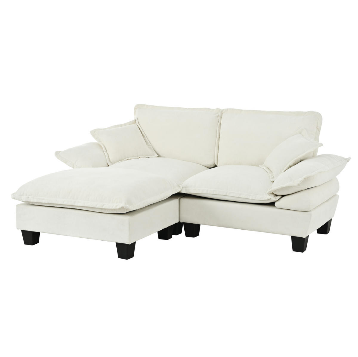 ECKSOFA 194/151/90 cm mit beweglicher Ottomane, Chenille-Bezug und 2 Kissen, Beige - Beige, Textil (194/151cm) - Redom