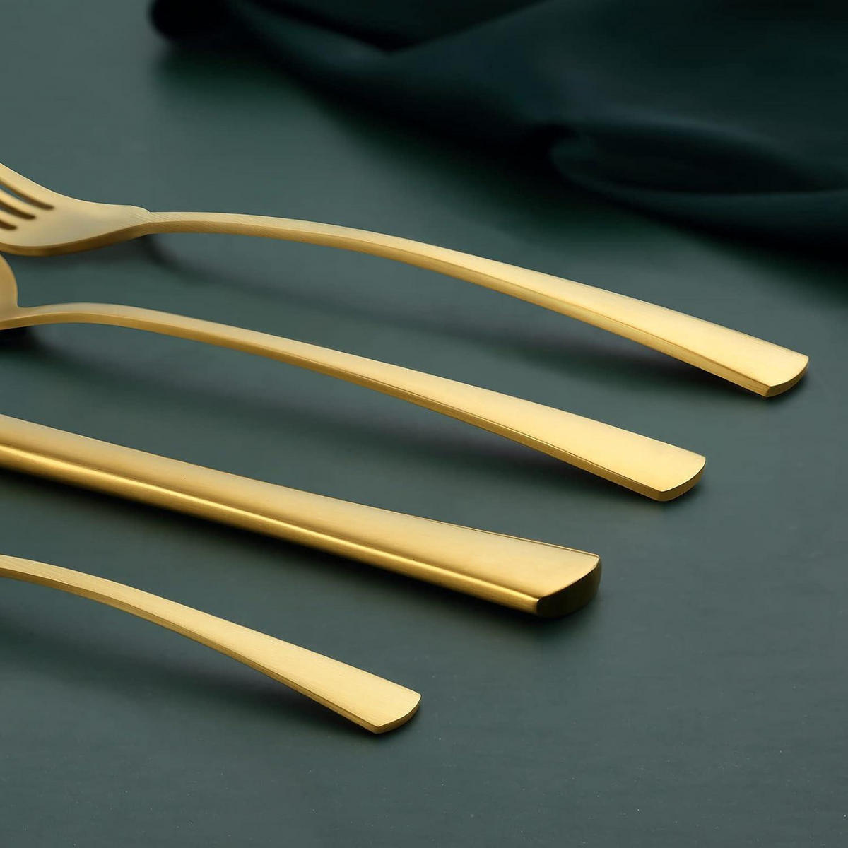 BESTECKSET 24-teilig mattgold 6 Personen - Goldfarben, Metall