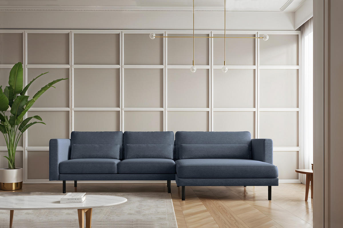 ECKSOFA L-form Dani Stoff Verita Marineblau Rechts - Dunkelblau, Holz (281/174cm) - Kaiser Möbel