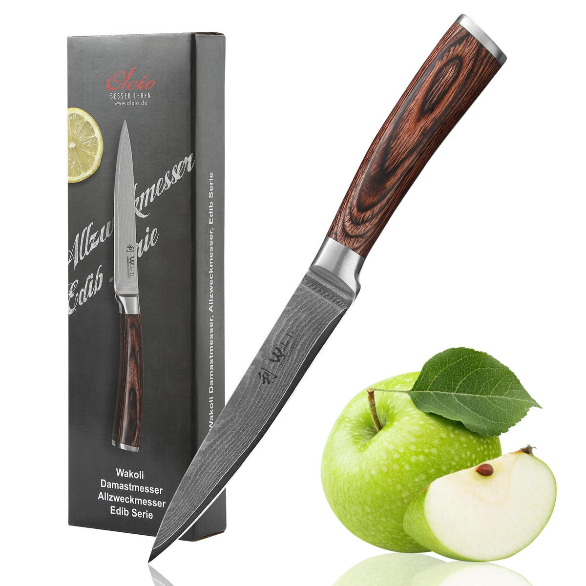 ALLZWECKMESSER Edib Damast - Braun, Holz/Metall (24cm) - Wakoli