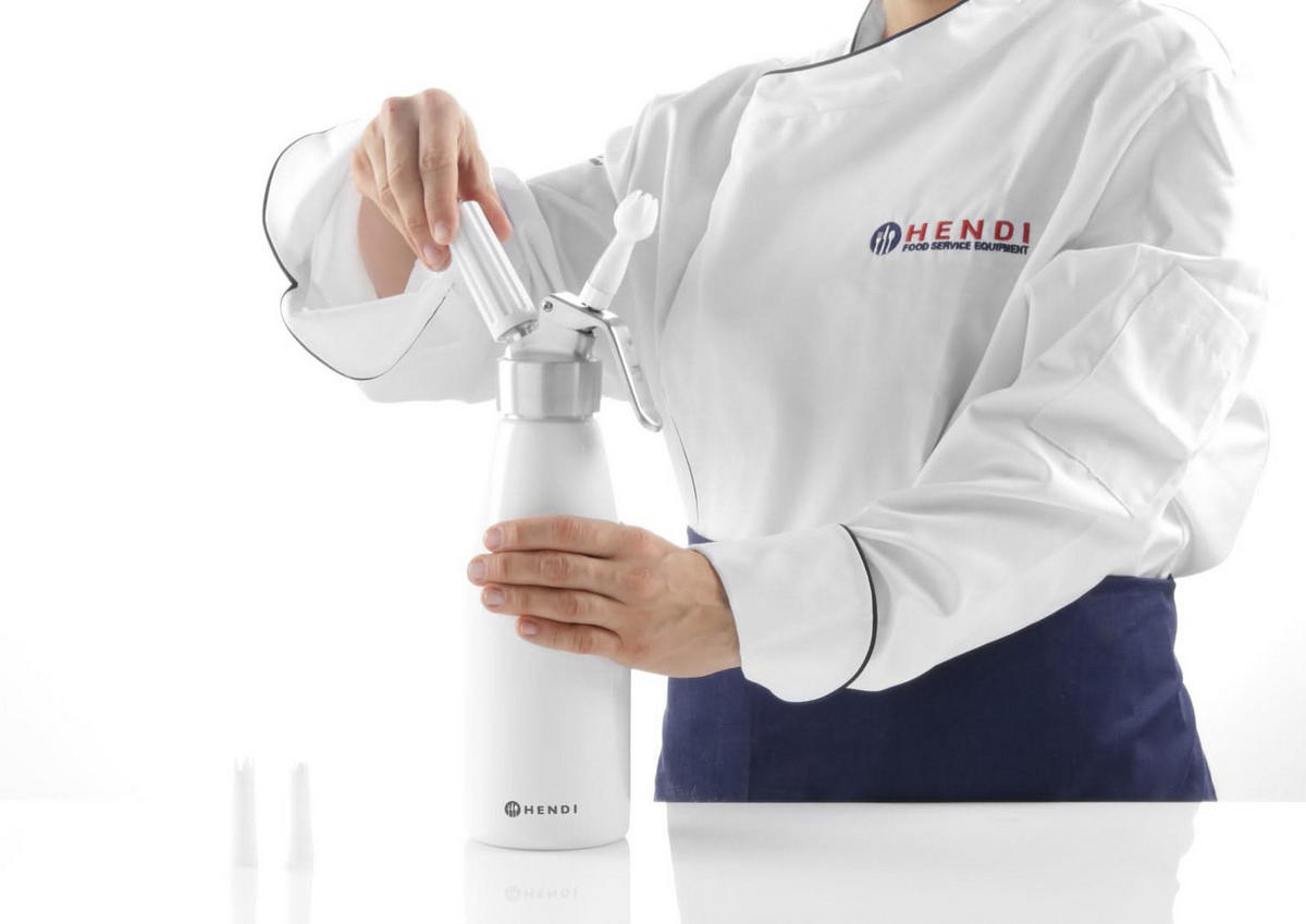 SCHLAGSAHNE-ZERSTÄUBER Sahnespender Weiß 500 ml - Weiß, Metall (26cm) - Hendi