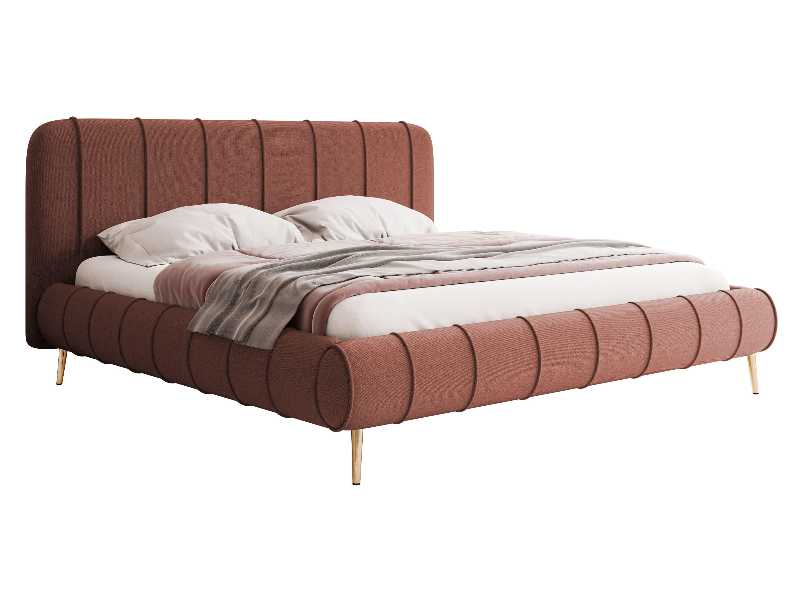 POLSTERBETT Slim XI mit Füße - Goldfarben/Rosa, Holz/Holzwerkstoff (200/200cm) - MIRJAN24