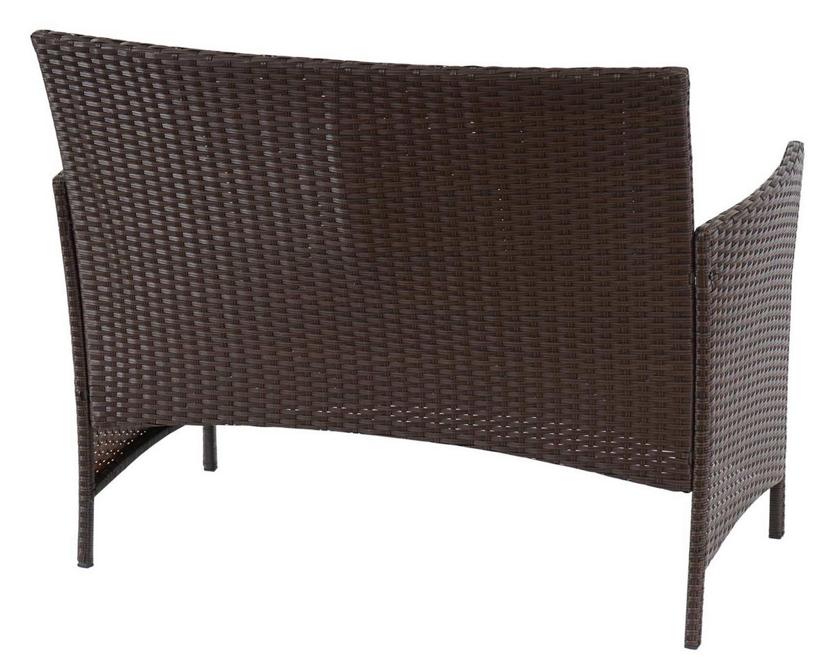 POLY-RATTAN GARTENBANK Braun, Cremeweiß - Braun/Weiß, Kunststoff (106/83/60cm) - MCW