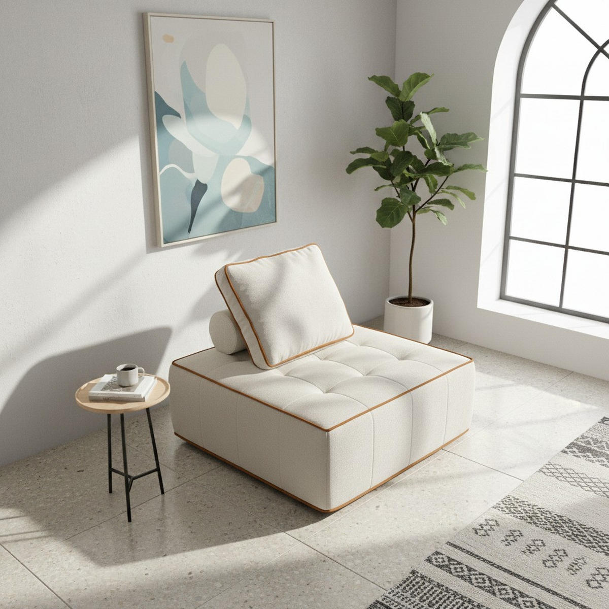 SESSEL Zen Weiß und Orange 1-Sitzer - Weiß/Orange, Textil (100/75/100cm) - COCO Living