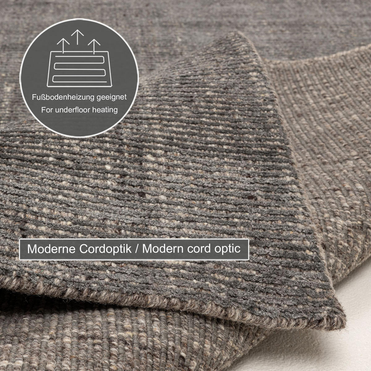 HANDWEBTEPPICH Venus 70x140 cm - Anthrazit, Textil (70/140cm) - THEKO