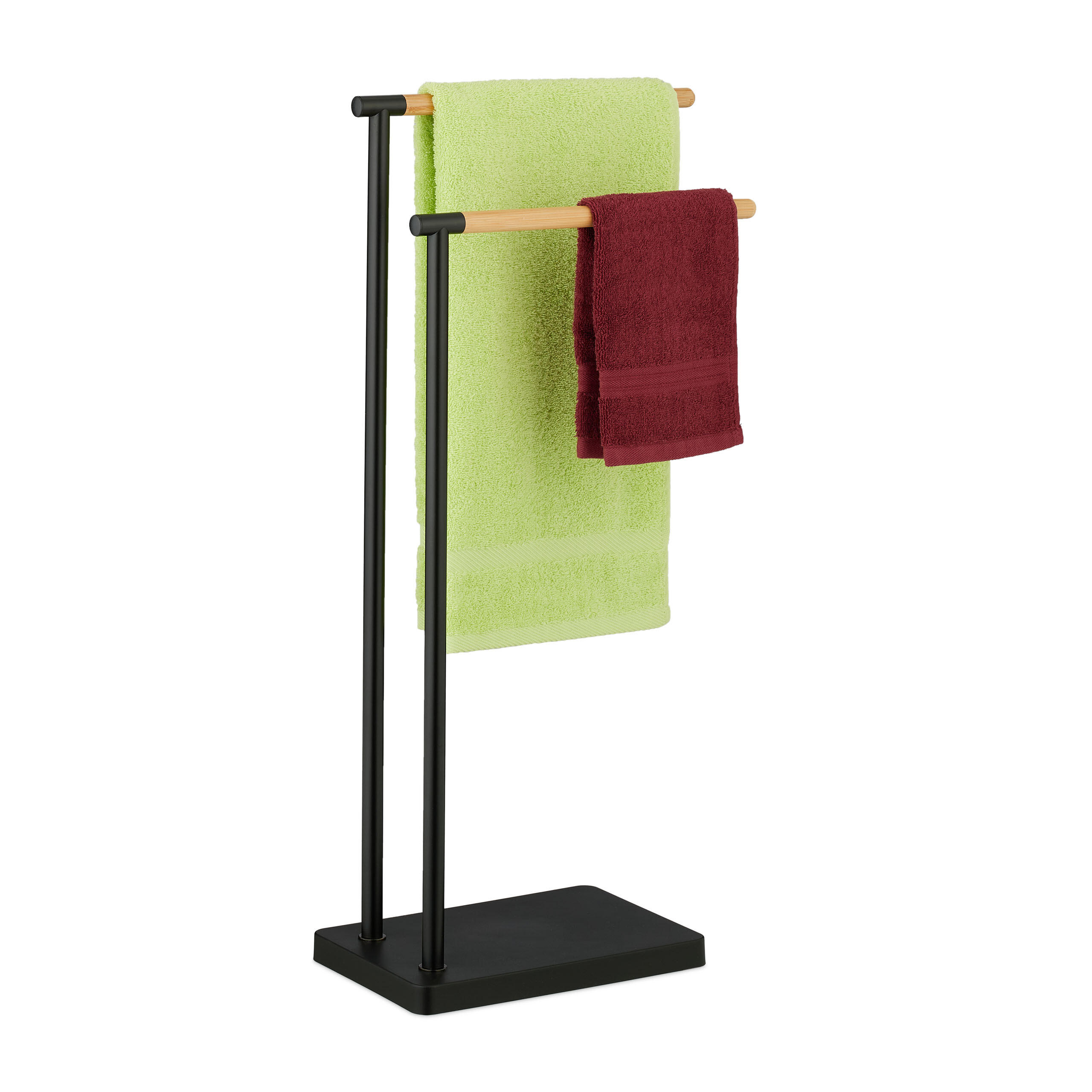HANDTUCHHALTER - Schwarz, Holz/Kunststoff (36.5/78/20cm) - Relaxdays
