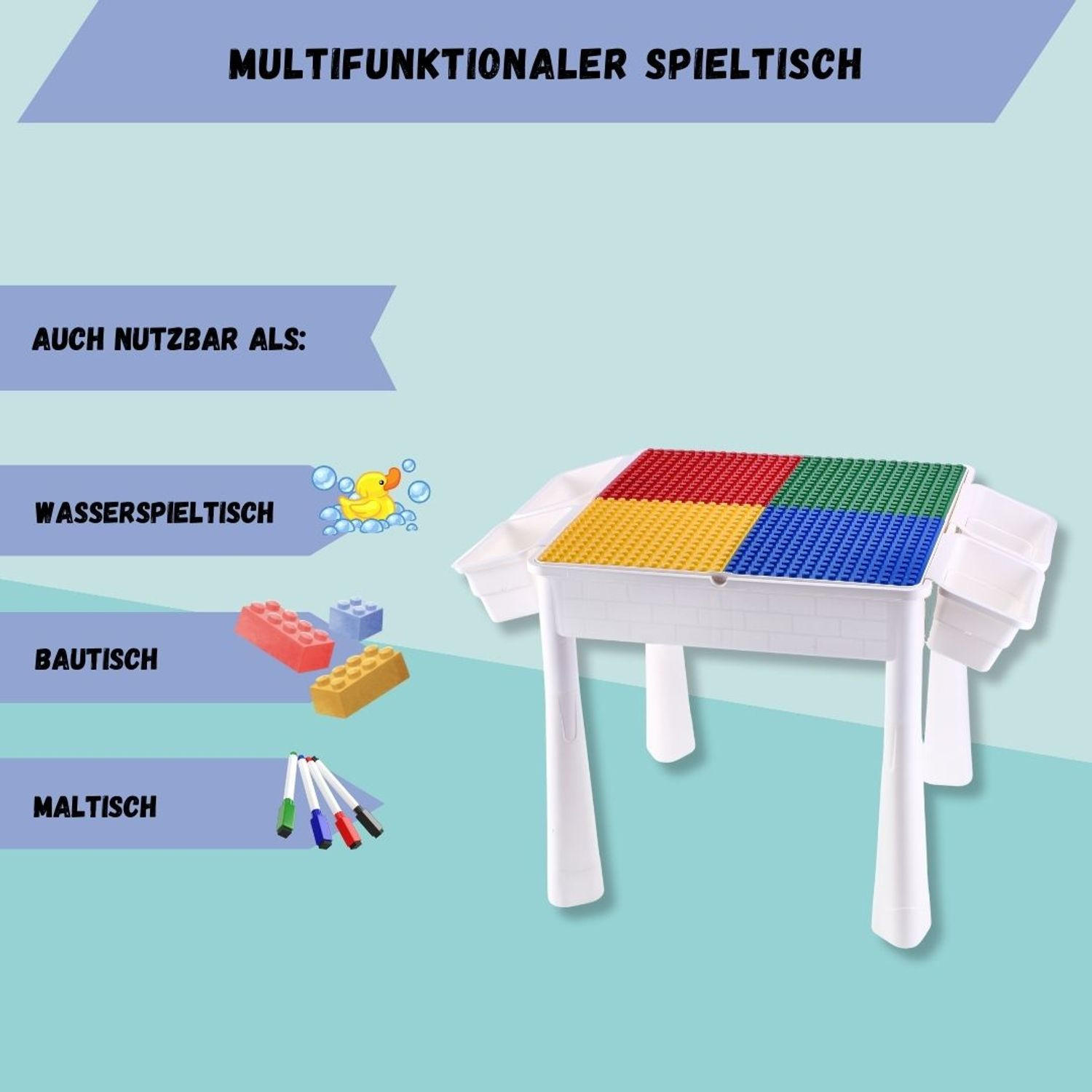 KINDERTISCH SASCHA Bautisch mit Stuhl - Weiß, Kunststoff (50/50/50cm) - Coemo