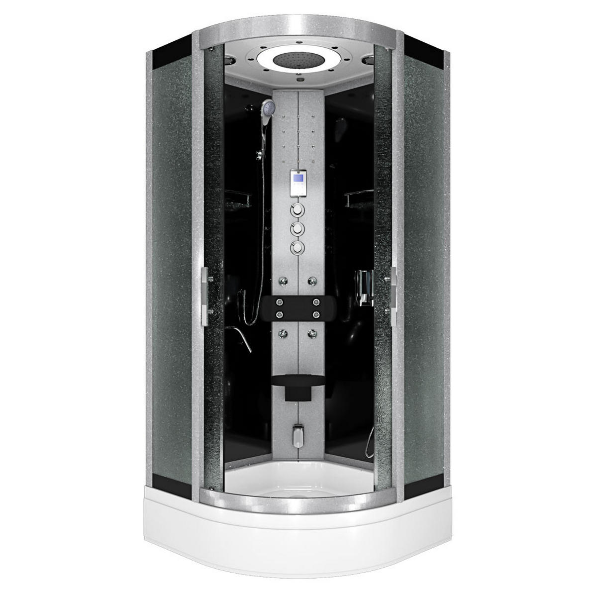 DAMPFDUSCHE Duschkabine D58-53M3 sw 90x90 - Schwarz, Glas/Kunststoff (90/90/225cm) - AcquaVapore by Sandra Jentho