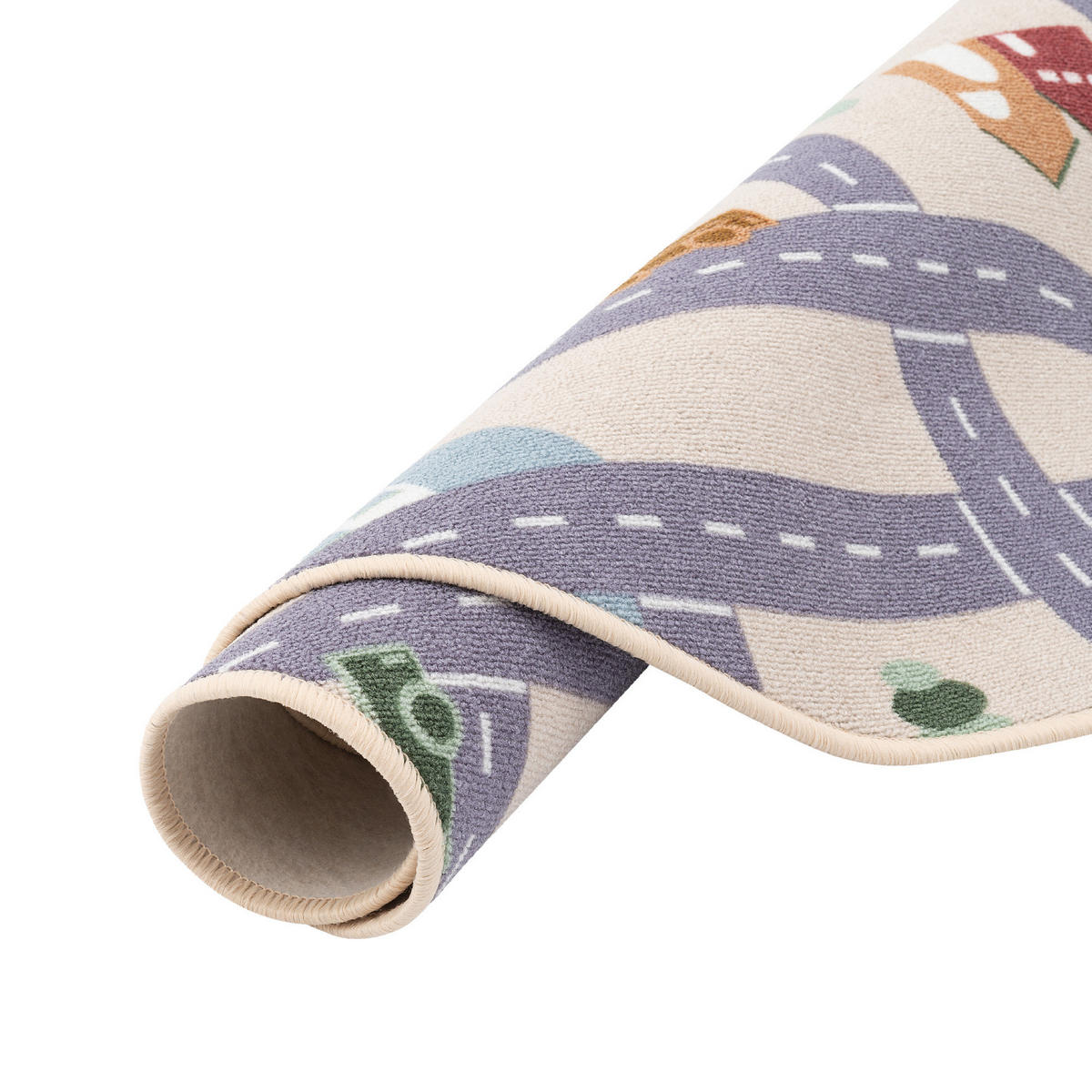KINDER SPIEL STRASSENTEPPICH FUN TOWN RUND - Beige, Textil (133/133cm) - Snapstyle