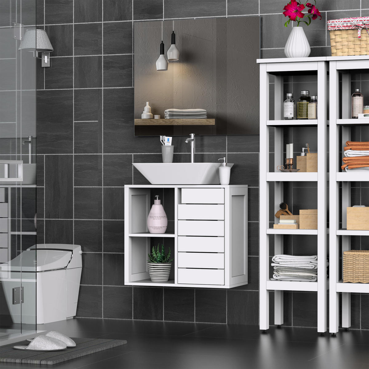 HÄNGESCHRANK Weiß 1 Stück - Weiß, Kunststoff (60/54/30cm) - GiPP