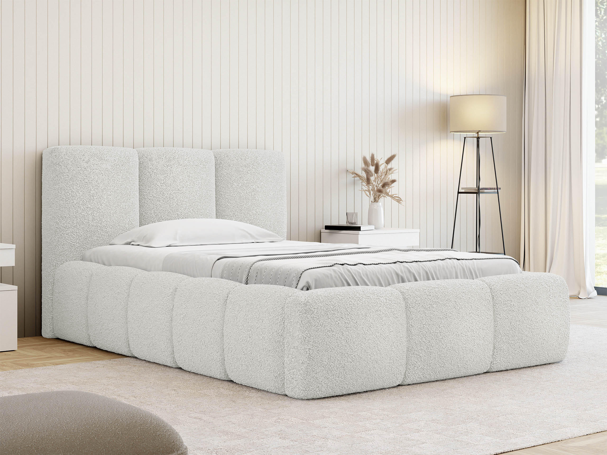 POLSTERBETT Kevson Boucle 90 - Creme, Holz (90/200cm) - MIRJAN24