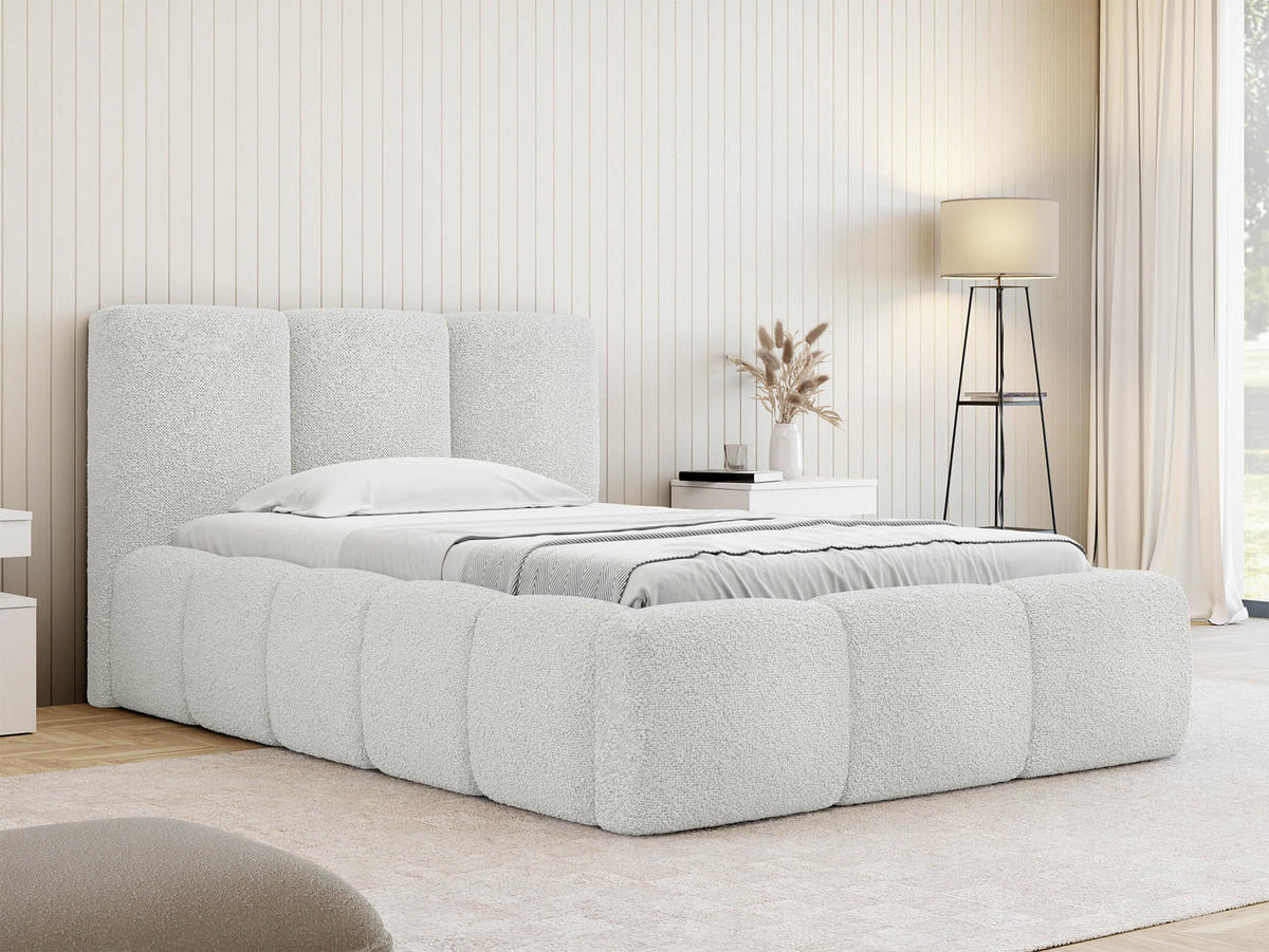 POLSTERBETT Kevson Boucle 90 - Creme, Holz (90/200cm) - MIRJAN24