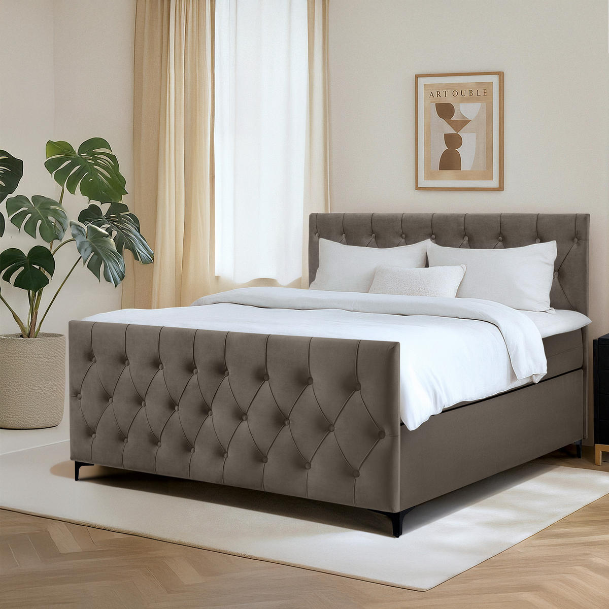 POLSTERBETT ARDEA, Braun - Schwarz/Braun, Holz/Holzwerkstoff (160/200cm) - KONSIMO®