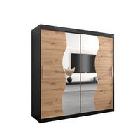 SCHWEBETÜRENSCHRANK 200/200/62 2-türig - Silberfarben/Schwarz, Holz/Kunststoff (200/200/62cm) - MÖBEL KRYSPOL