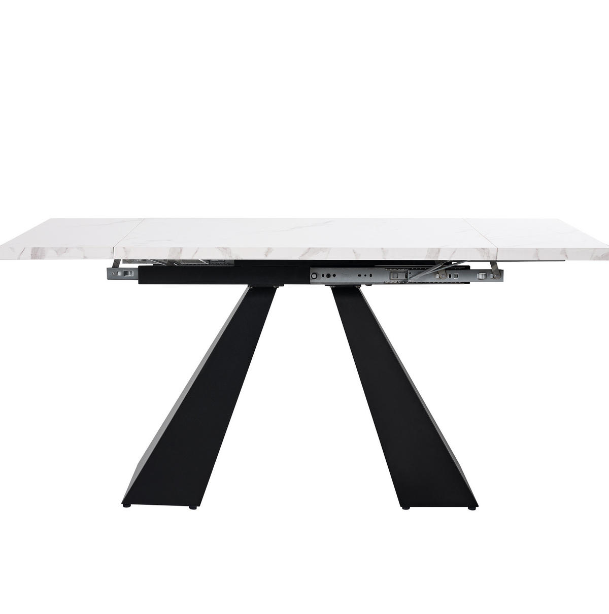 JÍDELNÍ stůl 99-159/74/77 cm bílý z MDF a kovu s rozkládací deskou - bílá, kompozitní dřevo (159/74/77cm) - OKWISH