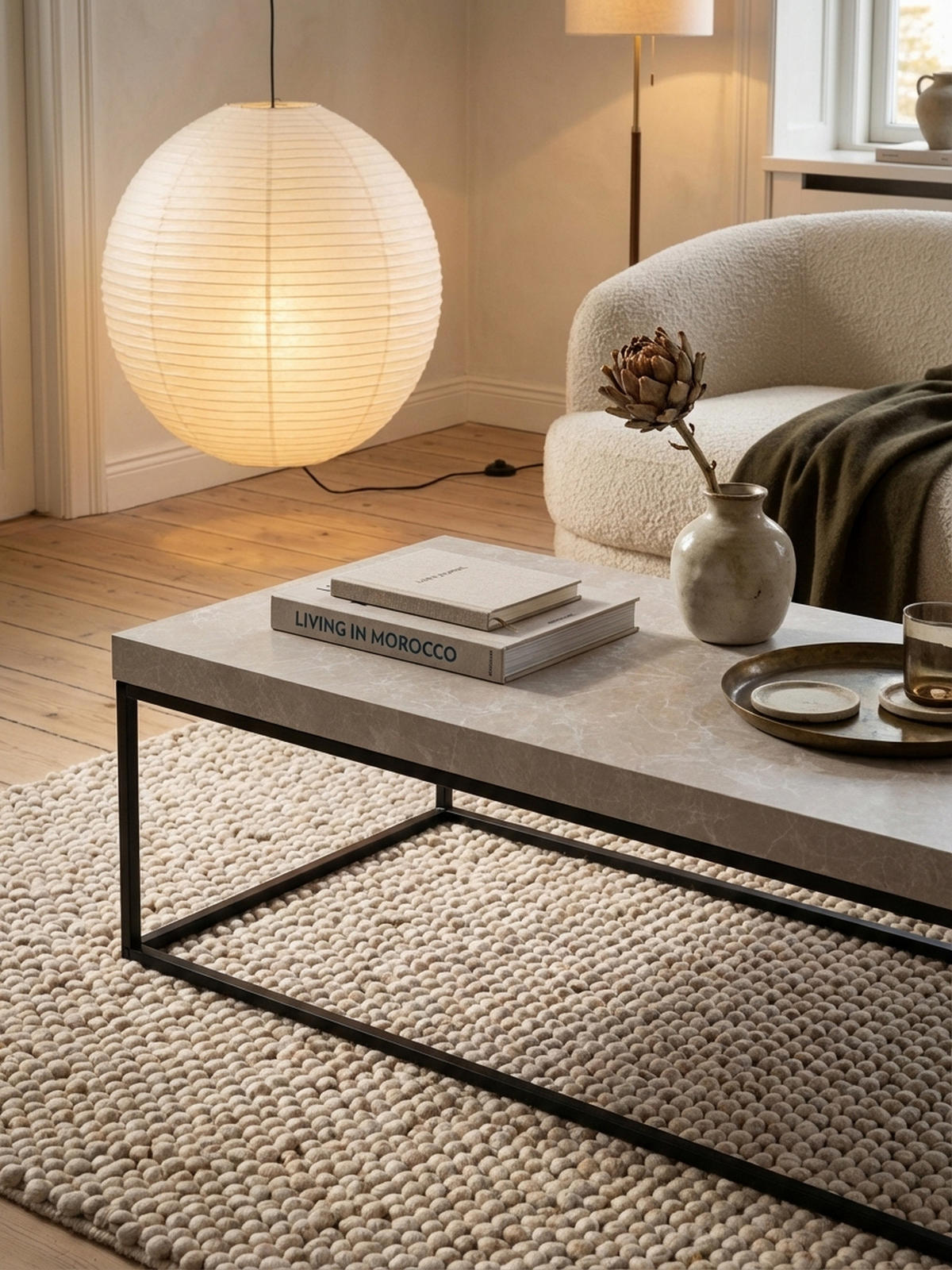 COUCHTISCH in Stein-Optik mit Metallbeinen, Modernes Design, Rechteckig, Groß, Beige 120x60x38 cm - Beige/Schwarz, Holzwerkstoff/Metall (60/120/38cm) - KADIMA DESIGN