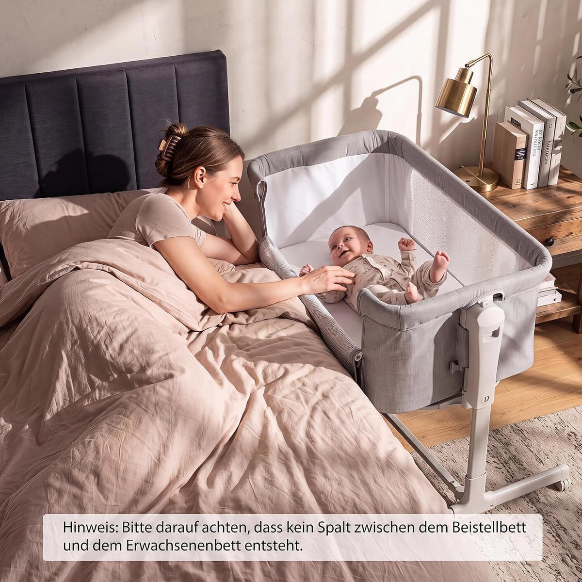 BABYWIEGE höhenverstellbar grau - Grau, Textil - COSTWAY
