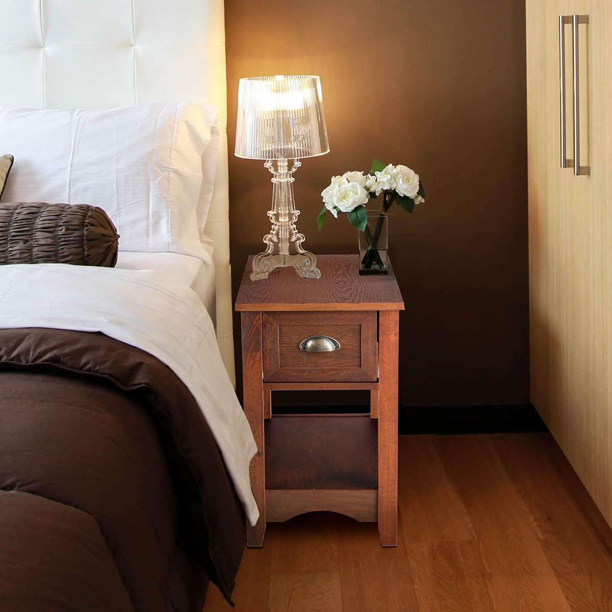 BEISTELLTISCH 59cm Braun(2er-Set) - Braun, Holz (56/33/59cm) - COSTWAY