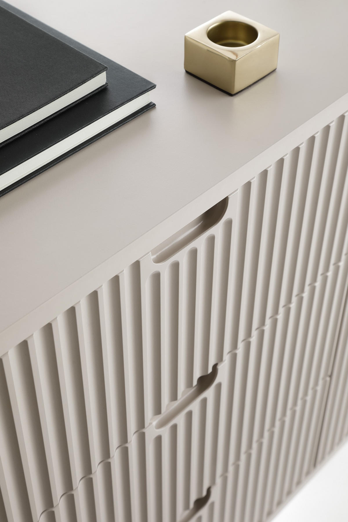 KONSOLENTISCH Zova Beige, Goldene Beine, Schminktisch mit Schubladen - Beige/Goldfarben, Holzwerkstoff/Metall (49/103/80cm) - Bettso