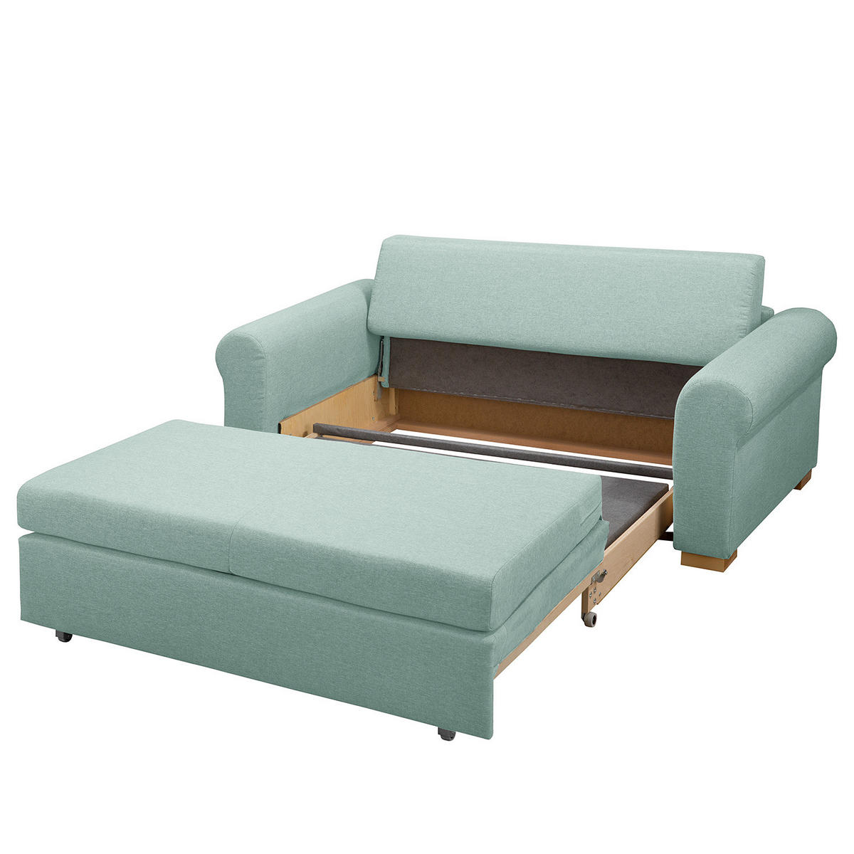 SCHLAFSOFA - Pastellblau/Transparent, Birkenholz/Textil (165/95/90cm) - home24