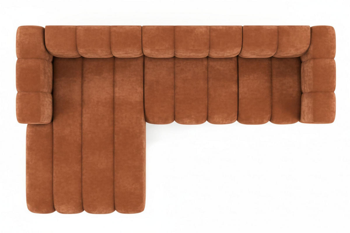 ECKSOFA L-Form Grand L 287 cm, Veloursstoff Salvador, Braun, Links - Braun, Holz (287/179cm) - Kaiser Möbel