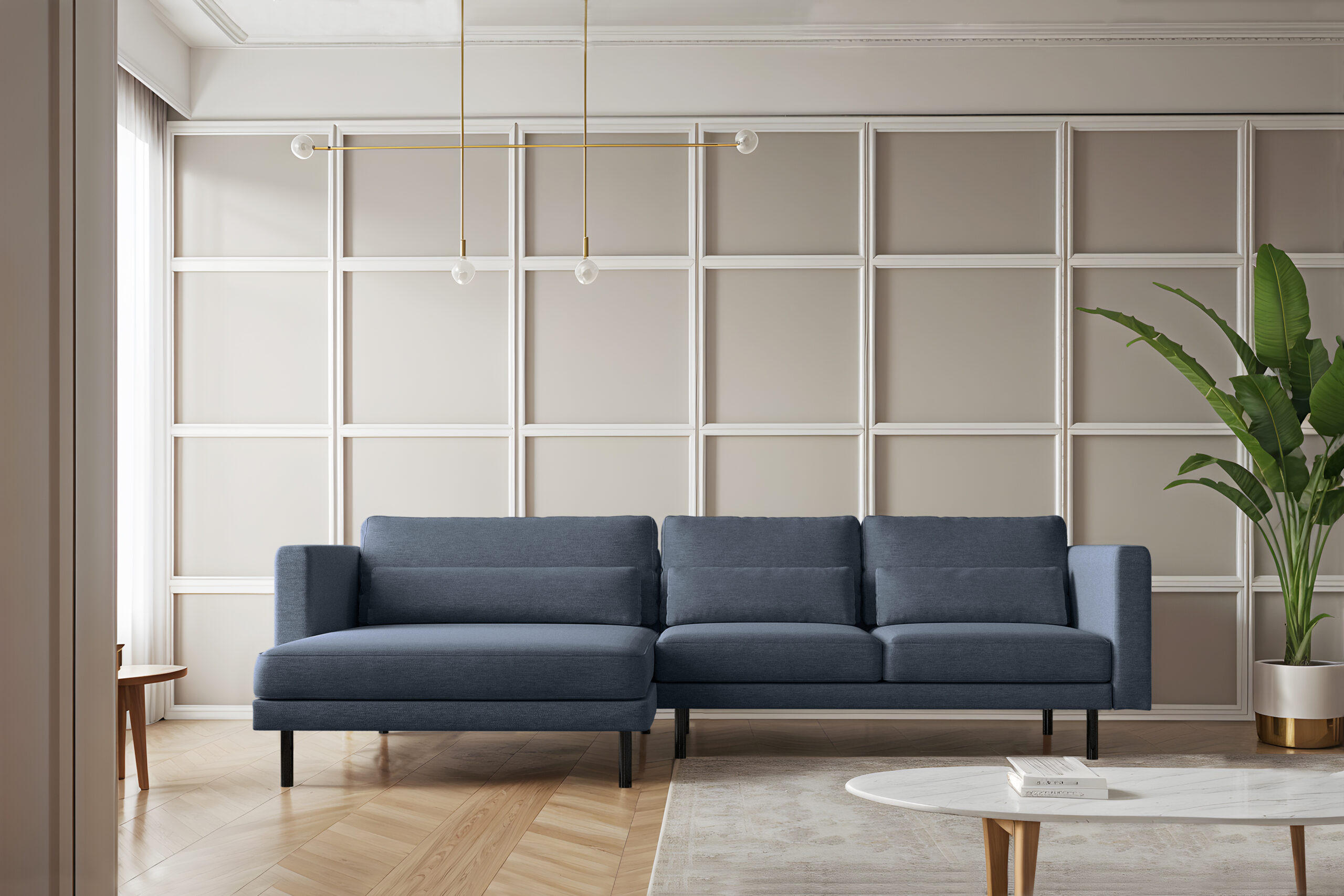 ECKSOFA L-form Dani Stoff Verita Marineblau Links - Dunkelblau, Holz (281/174cm) - Kaiser Möbel